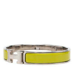 エルメス クリックH GM ブレスレット アニスグリーン シルバー金具 メタル エナメル レディース HERMES 【中古】
