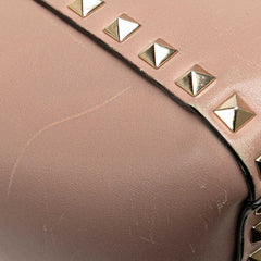 ヴァレンチノ ロックスタッズ ハンドバッグ ショルダーバッグ 2WAY グレージュ レザー レディース Valentino 【中古】