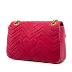 グッチ GGマーモント BLIND FOR LOVE 刺繍 チェーン ショルダーバッグ ハンドバッグ 443496 ピンク ベロア レディース GUCCI 【中古】