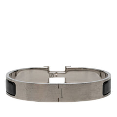 エルメス クリックHH T5 XL エナメルブレスレット バングル シルバー ブラック メタル レディース HERMES 【中古】