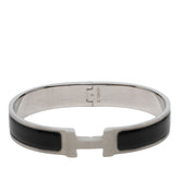 エルメス クリックHH T5 XL エナメルブレスレット バングル シルバー ブラック メタル レディース HERMES 【中古】