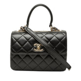 シャネル マトラッセ ココマーク ハンドバッグ チェーン ショルダーバッグ ブラック ラムスキン レディース CHANEL 【中古】