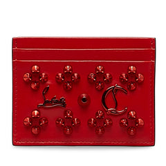 クリスチャンルブタン スパイク スタッズ カードケース レッド レザー レディース Christian Louboutin 【中古】