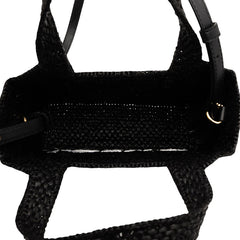 ロエベ フォント トート ミニ トートバッグ ショルダーバッグ 2WAY ブラック ラフィア レザー レディース LOEWE 【中古】