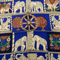 エルメス カレ90 TORANA 塔門 スカーフ ブルー マルチカラー シルク レディース HERMES 【中古】