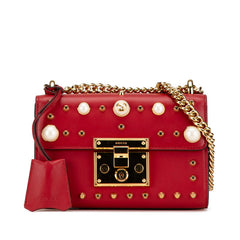 グッチ パドロック スタッズ チェーン ショルダーバッグ 432182 レッド レザー レディース GUCCI 中古