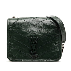 サンローラン YSL ニキ Vステッチ 斜め掛け チェーンショルダーバッグ 583103 カーキ レザー レディース SAINT LAURENT 【中古】