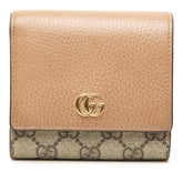 グッチ GGスプリーム 二つ折り財布 598587 ベージュ ブラウン PVC レザー レディース GUCCI 中古