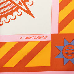 エルメス カレ90 GEOMETRIE CRETOISE クレタの幾何学 スカーフ ピンク マルチカラー シルク レディース HERMES 中古