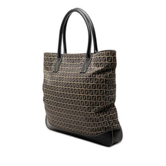 フェンディ ズッキーノ トートバッグ ハンドバッグ 16329 グレー ネイビー キャンバス レザー レディース FENDI 【中古】