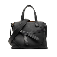 ロエベ アナグラム ゲート スモール ハンドバッグ トップハンドル ショルダーバッグ 2WAY ブラック レザー レディース LOEWE 【中古】
