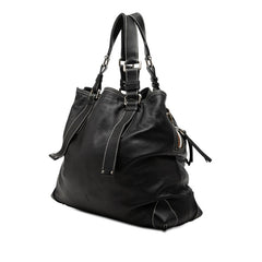 クロエ ロゴ スタッズ トートバッグ ハンドバッグ ブラック レザー レディース Chloe 【中古】