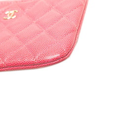 シャネル マトラッセ ココマーク ポーチ ピンク キャビアスキン レディース CHANEL 【中古】