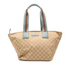 グッチ GGキャンバス トートバッグ ショルダーバッグ 131230 ベージュ ブルー キャンバス レザー レディース GUCCI 中古