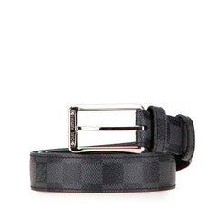 ルイ ヴィトン ダミエ グラフィット サンチュール フォース ベルト 95/38 M9636 ブラック シルバー PVC メタル メンズ LOUIS VUITTON 【中古】