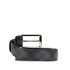 ルイ ヴィトン ダミエ グラフィット サンチュール フォース ベルト 95/38 M9636 ブラック シルバー PVC メタル メンズ LOUIS VUITTON 【中古】