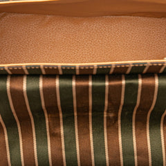 セリーヌ トリオンフ ストライプ ショルダーバッグ ブラウン グリーン キャンバス レザー レディース CELINE 【中古】