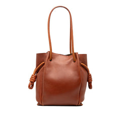 ロエベ アナグラム フラメンコノット トートバッグ ショルダーバッグ ブラウン レザー レディース LOEWE 【中古】