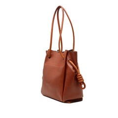 ロエベ アナグラム フラメンコノット トートバッグ ショルダーバッグ ブラウン レザー レディース LOEWE 【中古】