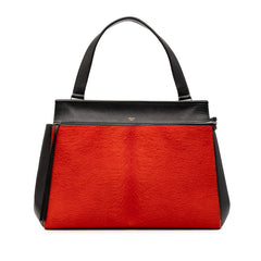 セリーヌ エッジ ミディアム トートバッグ ブラック レッド レザー ハラコ レディース CELINE 【中古】