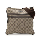 グッチ GGスプリーム 斜め掛け ショルダーバッグ 295257 ベージュ ブラウン PVC レザー レディース GUCCI 【中古】