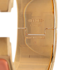 エルメス クリッククラックH PM ブレスレット バングル ピンク系 ゴールド メッキ エナメル レディース HERMES 中古