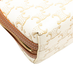 セリーヌ トリオンフ チェーン 斜め掛け ショルダーバッグ ホワイト ブラウン PVC レザー レディース CELINE 【中古】