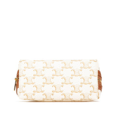 セリーヌ トリオンフ チェーン 斜め掛け ショルダーバッグ ホワイト ブラウン PVC レザー レディース CELINE 【中古】