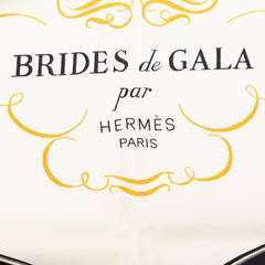 エルメス カレ90 式典用馬勒 Brides de Gala ブリッド ドゥ ガラ スカーフ ブラック ホワイト シルク レディース HERMES 【中古】