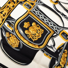 エルメス カレ90 式典用馬勒 Brides de Gala ブリッド ドゥ ガラ スカーフ ブラック ホワイト シルク レディース HERMES 【中古】