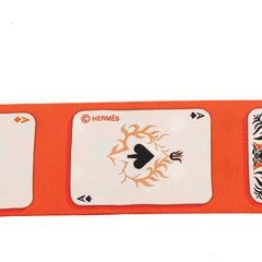 エルメス ツイリー JEU DE CARTES ジュードカルト カードゲーム トランプ柄 スカーフ オレンジ マルチカラー シルク レディース HERMES 【中古】
