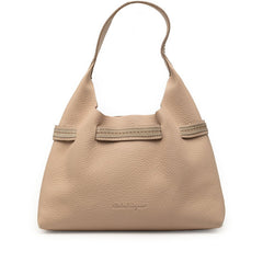 サルヴァトーレフェラガモ ロゴ ステッチ トートバッグ ショルダーバッグ AF-21.4919 ベージュ レザー レディース Salvatore Ferragamo 【中古】
