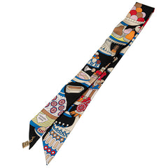 エルメス ツイリー チャーム La Patisserie Francaise パティスリー フランセーズ スカーフ ブラック マルチカラー シルク レディース HERMES 【中古】