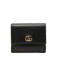 グッチ GGマ-モント 三つ折り財布 コンパクトウォレット 524672 ブラック レザー レディース GUCCI 【中古】