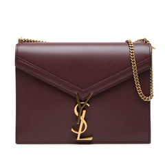 サンローラン カサンドラ YSLロゴ チェーン ショルダーバッグ 532750 ボルドー系 レザー レディース SAINT LAURENT 中古