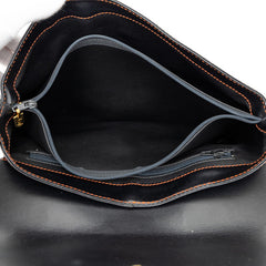 サンローラン ヴィンテージ Yカット 斜めかけ ショルダーバッグ ブラック ブラウン系 レザー レディース SAINT LAURENT 中古