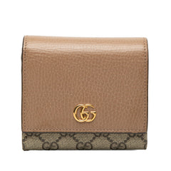 グッチ GGスプリーム GGマーモント 二つ折り財布 598587 ベージュ ブラウン PVC レザー レディース GUCCI 【中古】