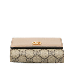 グッチ GGスプリーム GGマーモント 二つ折り財布 598587 ベージュ ブラウン PVC レザー レディース GUCCI 【中古】