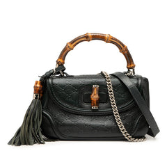 グッチ バンブー ハンドバッグ ショルダーバッグ 2WAY 240242 グリーン レザー レディース GUCCI 【中古】