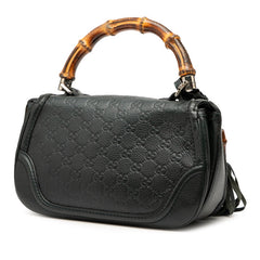 グッチ バンブー ハンドバッグ ショルダーバッグ 2WAY 240242 グリーン レザー レディース GUCCI 【中古】