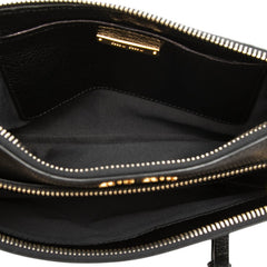 ミュウミュウ マドラス 斜め掛け ショルダーバッグ ブラック レザー レディース MIUMIU 【中古】