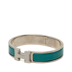 エルメス クリックH PM エナメルブレスレット バングル シルバー グリーン メタル レディース HERMES 【中古】