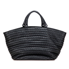 ボッテガヴェネタ イントレチャート トートバッグ ハンドバッグ ブラック レザー レディース BOTTEGAVENETA 【中古】