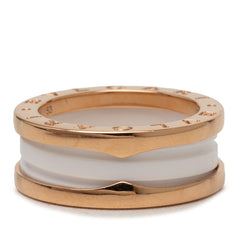 ブルガリ ビー ゼロワン リング 指輪 #53 ホワイトセラミック K18YG イエローゴールド Au 750 レディース BVLGARI 【中古】