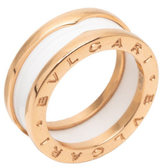 ブルガリ ビー ゼロワン リング 指輪 #53 ホワイトセラミック K18YG イエローゴールド Au 750 レディース BVLGARI 【中古】