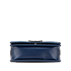 シャネル ボーイシャネル Vステッチ ショルダーバッグ ブルー ラムスキン レディース CHANEL 【中古】
