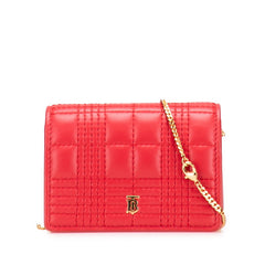 バーバリー ロゴ チェーン ショルダーウォレット レッド レザー レディース BURBERRY 【中古】
