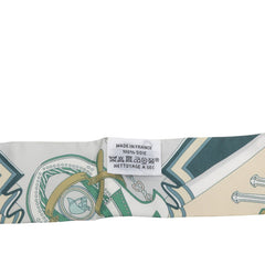 エルメス ツイリー BOUQUETS SELLIER 鞍職人の花束 スカーフ ベージュ グリーン シルク レディース HERMES 【中古】