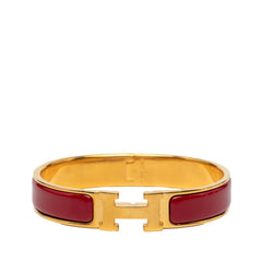 エルメス クリックH PM エナメルブレスレット レッド系 ゴールド メッキ レディース HERMES 【中古】