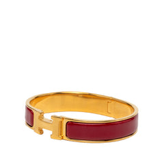 エルメス クリックH PM エナメルブレスレット レッド系 ゴールド メッキ レディース HERMES 【中古】